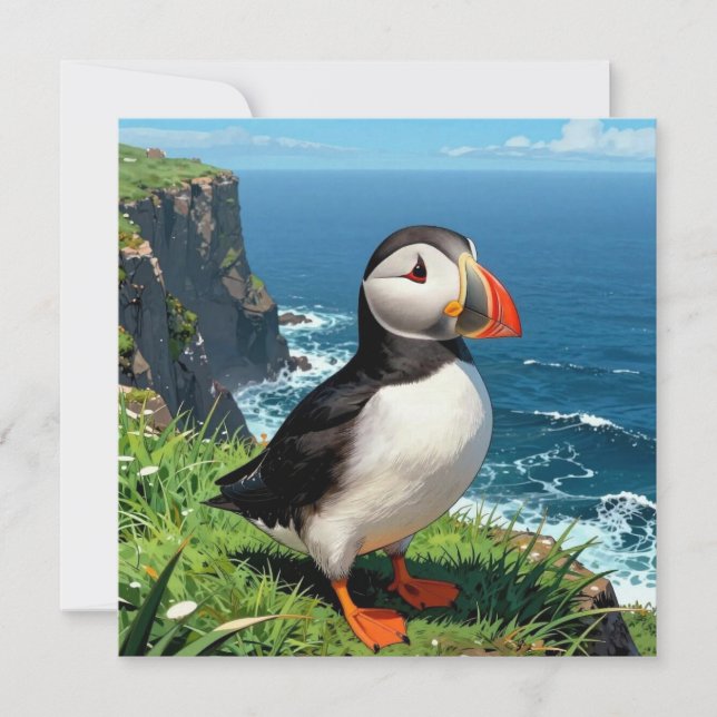 Carte Seaside Puffin Illustration | Blank (Devant)