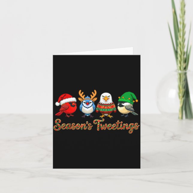 Carte Season's Tweetings Funny Christmas Birdwatcher Squ (Devant)