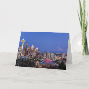 Carte Seattle, Downtown et Mt Rainier à Twilight
