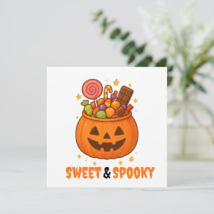 Carte Seau citrouille plein de sucré - Halloween