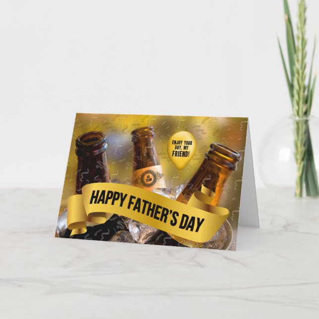 Carte Seau de bière thème pour Fête des pères ami (Devant)