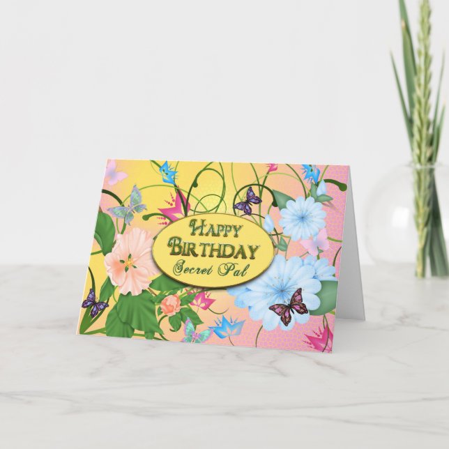 CARTE SECRET PAL - BUTTERFLIES/FLOWERS D'ANNIVERSAIRE (Devant)