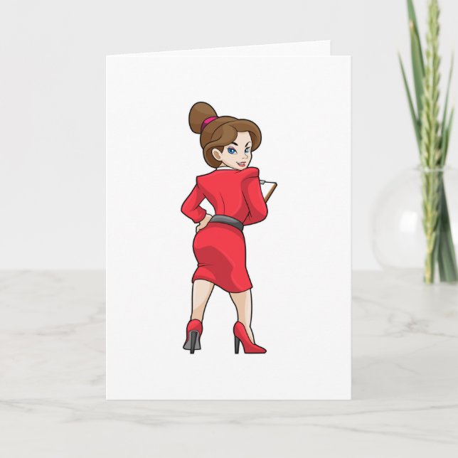 Carte Secrétaire en robe avec talons hauts (Devant)