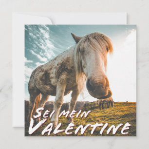 Carte Sei mein Valentin mit schauenden Pferd