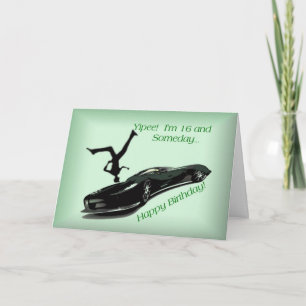 Carte Seize ans et aime les voitures