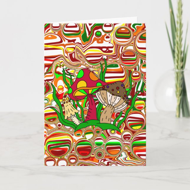 Carte Séjour Trippy, Amusants Champignons psychédéliques (Devant)