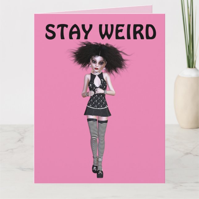CARTE SÉJOURNEZ DES AMIS WEIRD GOTH GIRL BIRTHDAD CARDS (Devant)