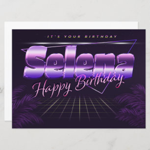Carte Selena Nom Prénom lila retro