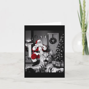 Carte Selfie De Chat De Noël Drôle Avec Santa Claus Cute