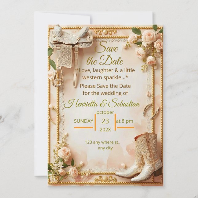 Carte Selle & Étincelle - Mariage Occidental Enregistrer (Devant)