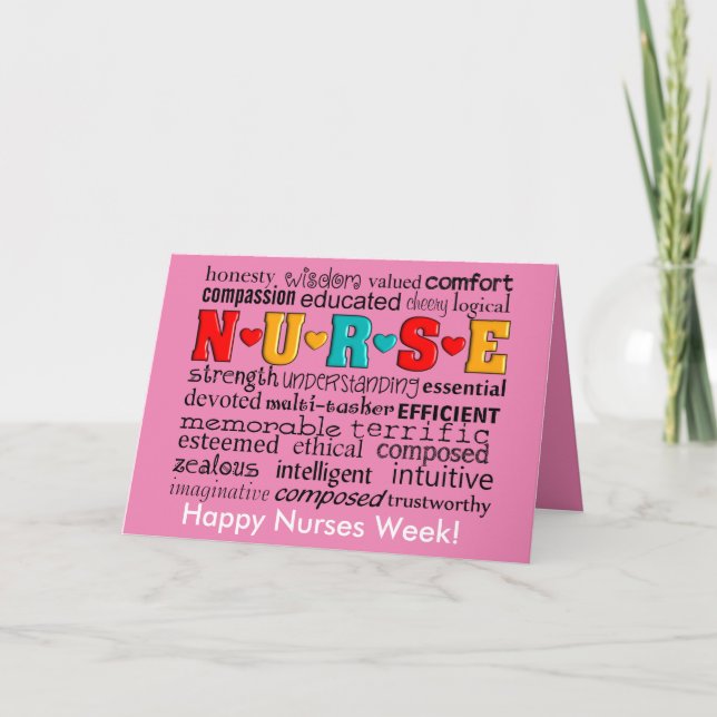 Carte Semaine d'appréciation des infirmières rose (Devant)