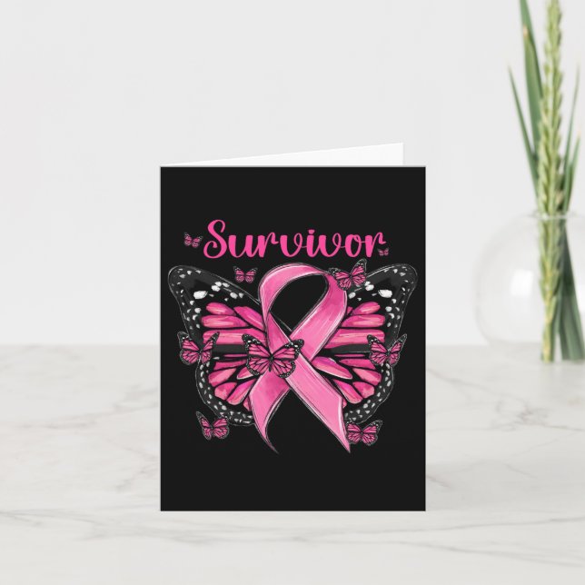 Carte Sensibilisation au cancer du sein Papillons roses  (Devant)