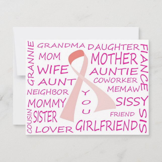 CARTE SENSIBILISATION AU CANCER DU SEIN ROSE RIBBON CONC (Devant)