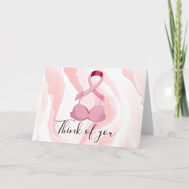 Carte Sensibilisation au cancer du sein Ruban rose pense (Devant)