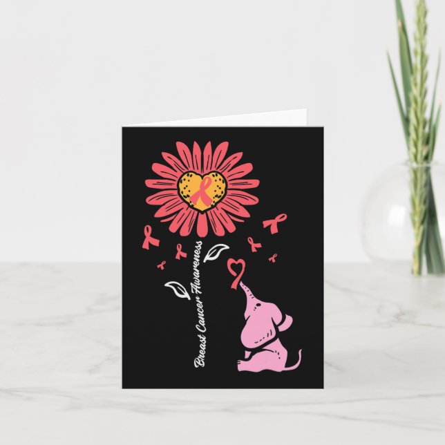 Carte Sensibilisation au cancer Tournesol Eléphant Fille (Devant)