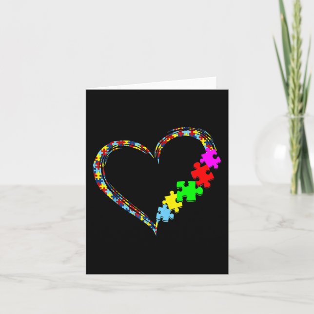 Carte Sensibilisation sur l'autisme Amour Coeur Puzzle P (Devant)