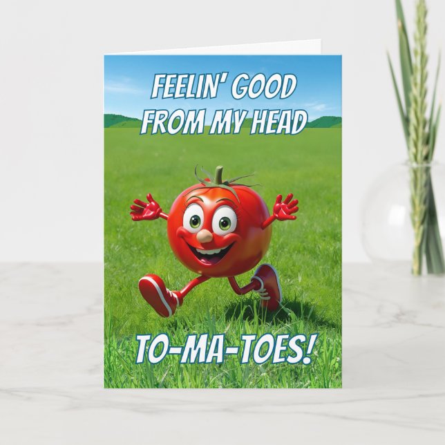Carte Sentez-vous mieux bientôt Tomato Pun Cartoon (Devant)