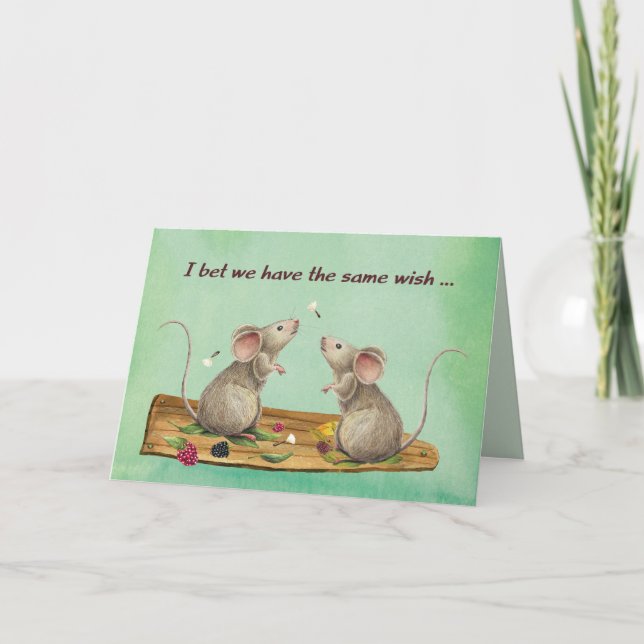 Carte Sentez-vous mieux deux souris sur bois rond avec F (Devant)