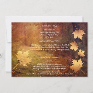 Carte sentier d'automne chute feuille  détails mariages