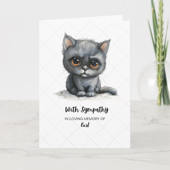 Carte Sentiment de sympathie avec chat triste avec larme (Devant)