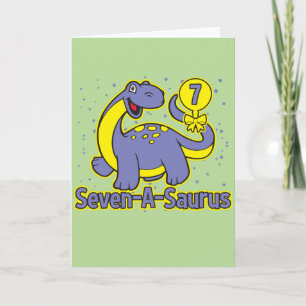 Carte Sept-A-Saurus Brontosaurus, 7e anniversaire de l'e