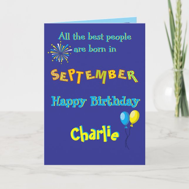 Carte September Birthday Folded Greeting Card (Devant)