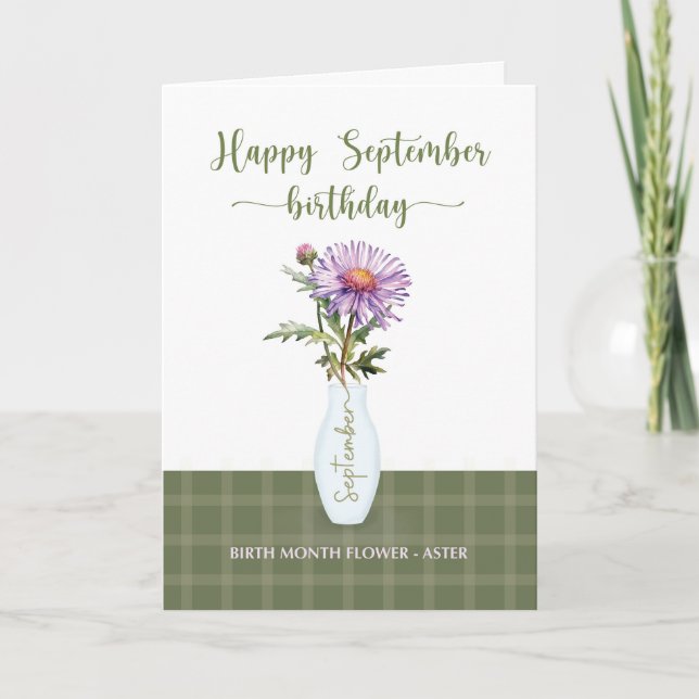 Carte Septembre Anniversaire Aster Birth Mois Flower (Devant)