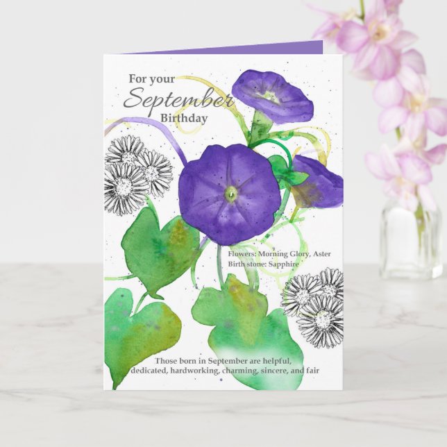 Carte Septembre Anniversaire Matin Gloire Asters Botaniq (Orchidée)