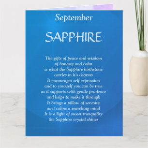 Carte Septembre anniversaire pierre de naissance Sapphir