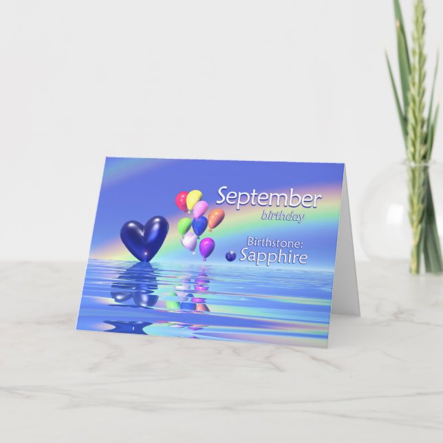 Carte Septembre Anniversaire Sapphire Heart (Devant)