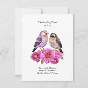 Carte Septembre Aster Flower with Birth Cadeau
