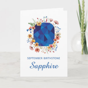Carte Septembre Sapphire Birthstone Birthstone Fleurs sa