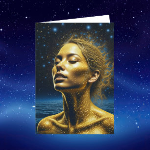 Carte Serene Ethereal Woman under the Stars Blank