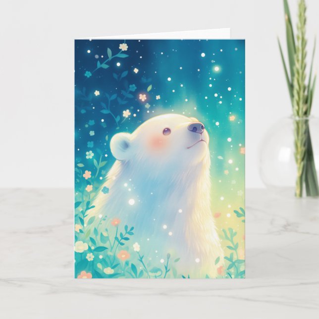 Carte Serene Polar Bear Gazon (Devant)