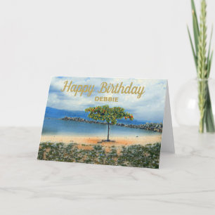 CARTE SERENE TROPICAL BEACH PERSONNALISÉ ANNIVERSAIRE