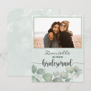 Carte serez-vous ma demoiselle d'honneur Elégante aquare