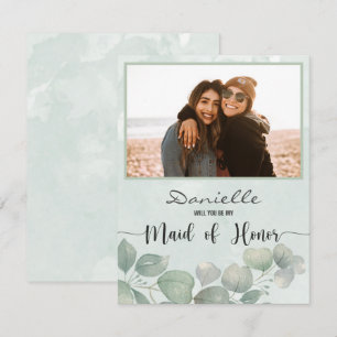 Carte Serez-vous ma femme d'honneur Eucalyptus ?