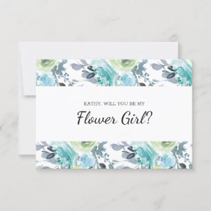 Carte Serez-Vous Ma Fille Fleur Bleu Bleu Jaune Vert