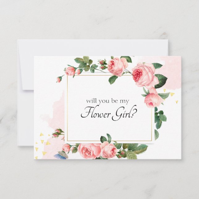 Carte Serez-Vous Ma Fille Fleur Blushing Rose (Devant)