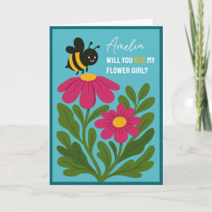 Carte Serez-Vous Ma Fille Fleur Cute Bumblebee Floral
