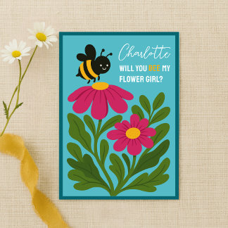 Carte Serez-Vous Ma Fille Fleur Cute Bumblebee Floral