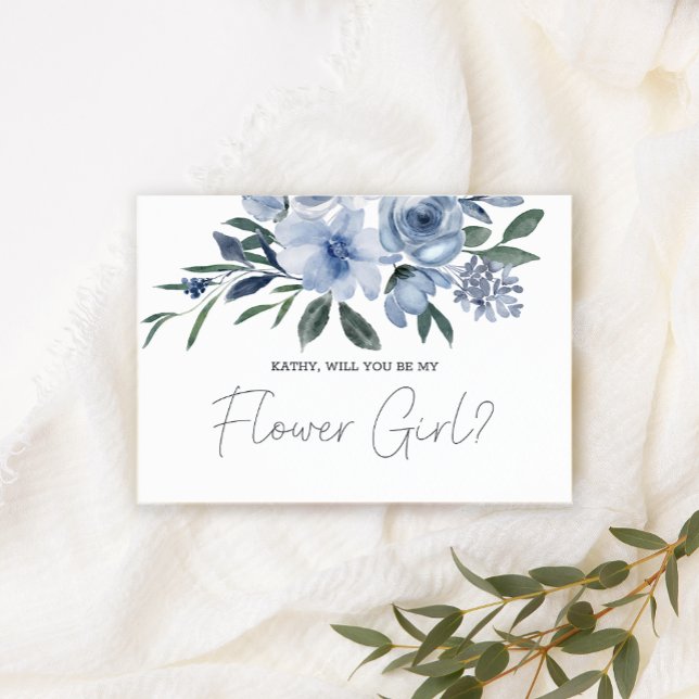 Carte Serez-Vous Ma Fille Fleur Dusty Blue Flowers (Créateur téléchargé)