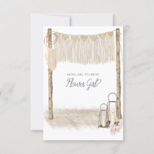 Carte Serez-Vous Ma Fille Fleur Moderne Boho Rose