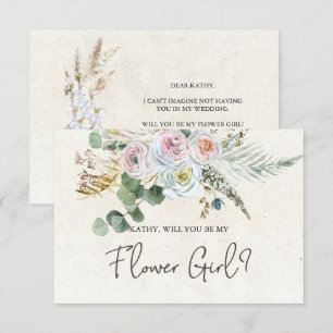 Carte Serez-Vous Ma Fille Fleur Pastel Boho Neutral