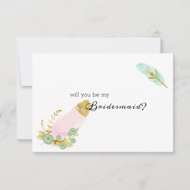 Carte Serez-vous ma servante d'épouse Boho Rose et Gold  (Devant)