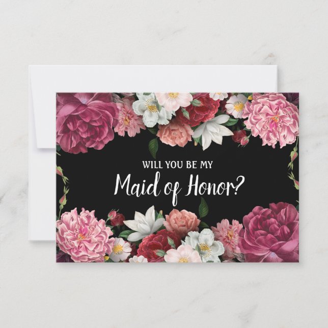 Carte Serez-vous ma servante d'honneur ? | Élégant noir  (Devant)