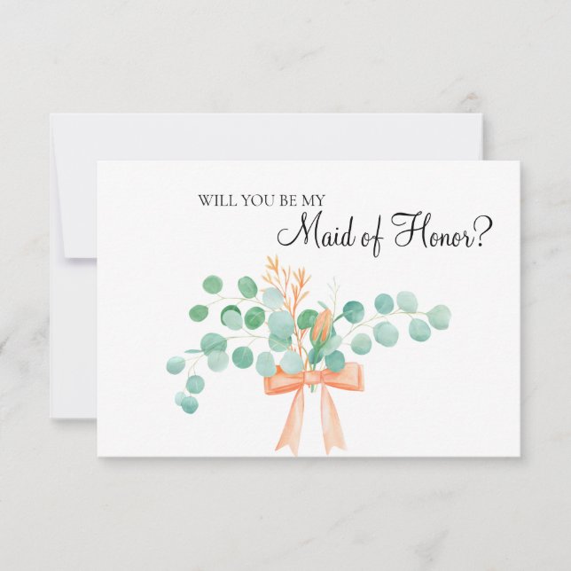Carte Serez-vous ma servante d'honneur Eucalyptus Peach (Devant)