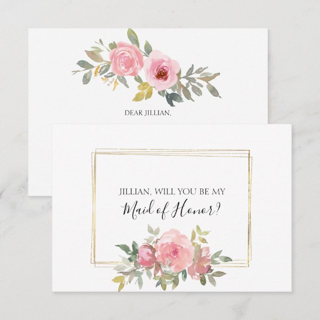 Carte Serez-vous ma servante d'honneur rose vif (Devant / Derrière)
