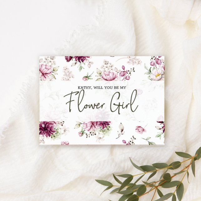 Carte Serez-Vous Mes Filles Fleurs Peonies Rose Floral (Créateur téléchargé)