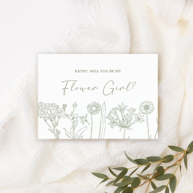 Carte Serez-Vous Mes Fleurs Fleurs Filles Sage Boho Fleu (Créateur téléchargé)